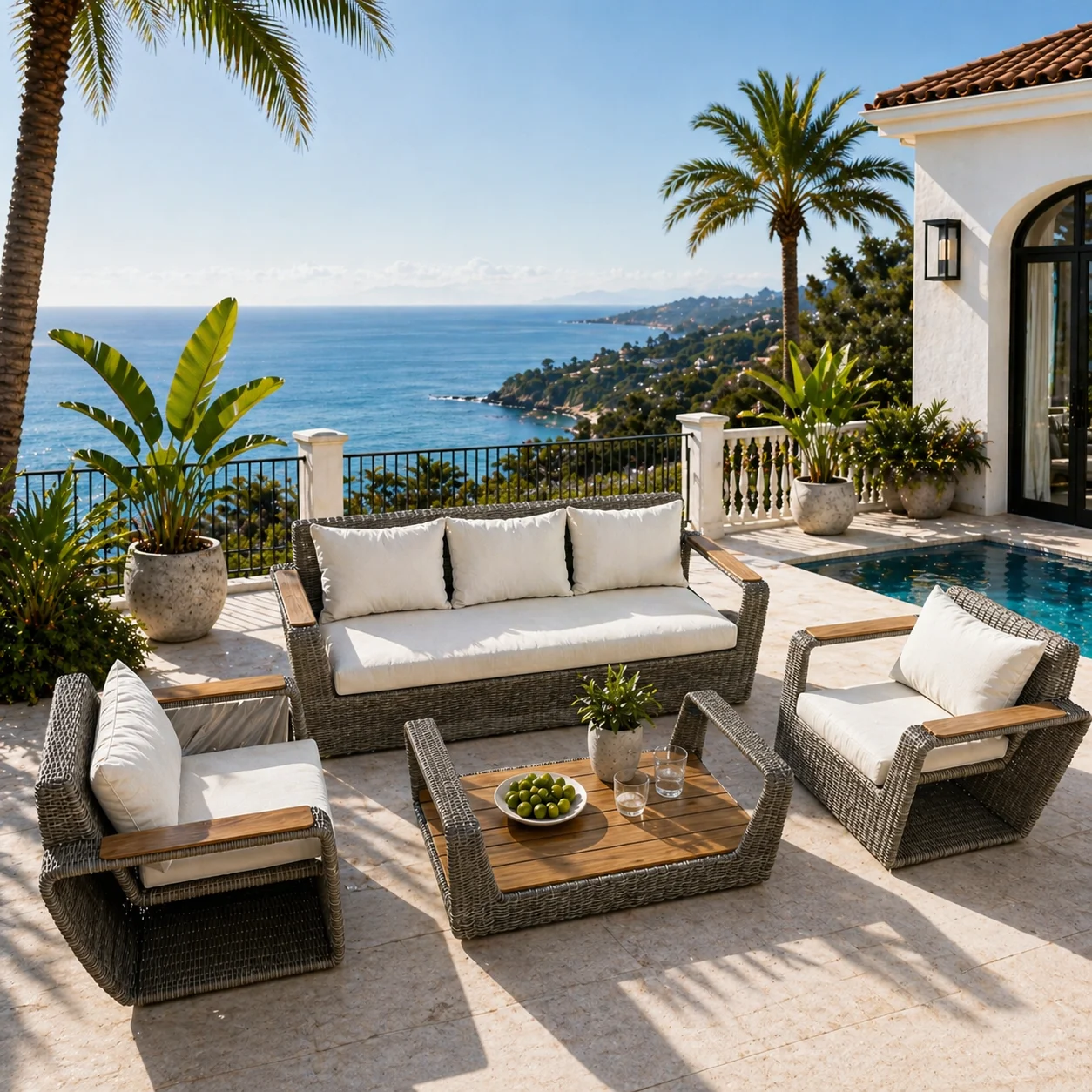 & IN STOCK Wholesale Aluminum PE Rattan Outdoor Seat Cushion Sofa Set