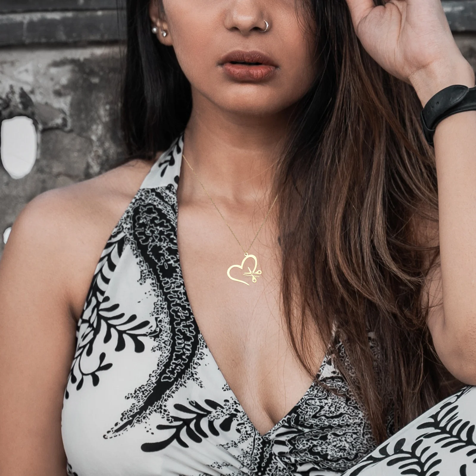 المرأة القلب قلادة مقص مشط قلادة لذيذ سلسلة الترقوة مجوهرات عصرية هدية للمناسبات الخاصة