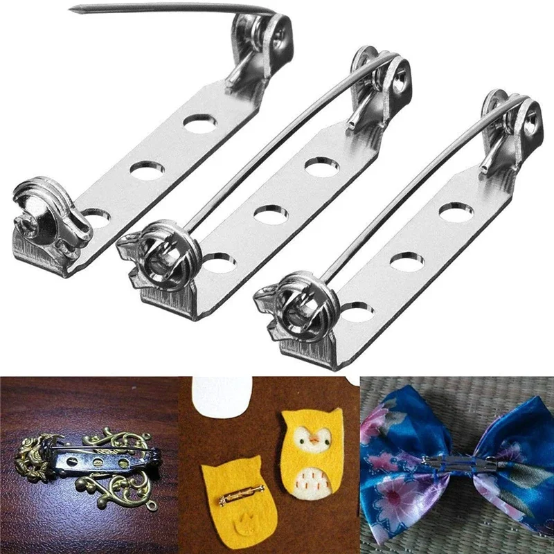 

MIUSIE 50Pcs/Lot 15/20/25/30/35/40mm Brooch Clip Base Pin Safety Pin Brooch Set Blank Base ForDIY Jewelry Making Supplies Brooch