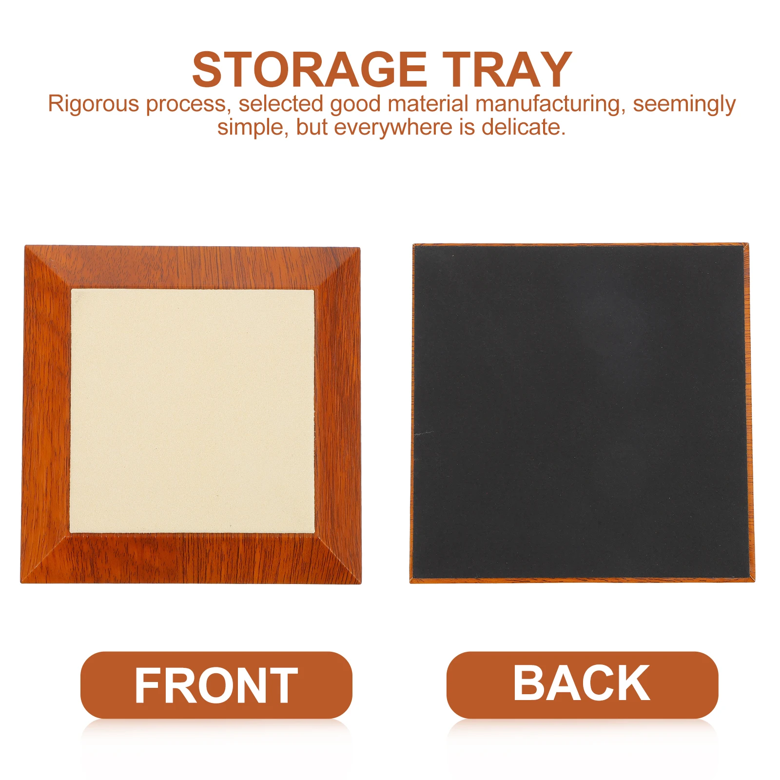 

Square Jewelry Display Plate Premium Microfiber Wood Storage Tray for Desktop Organizing Multi-Purpose Tabletop Sundries Holder