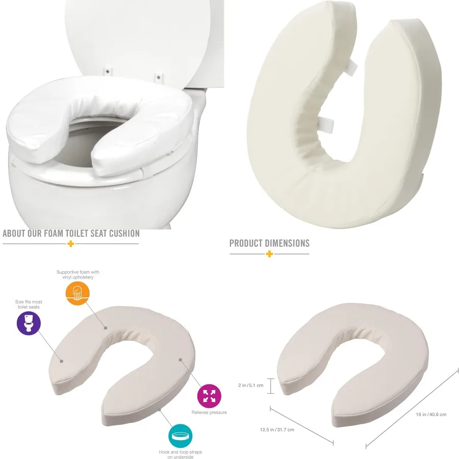 

Raised Toilet Seat Cushion and Cover with Extra Padding for Enhanced Comfort and Pressure Relief in Bathroom Use TearResistant