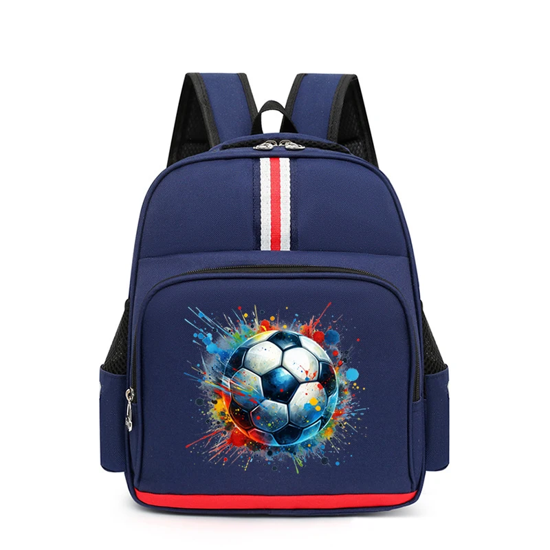 Watercolor Soccer Print Primary Student Backpack Soccer Fan Outdoor Travel Multi-function Kids Backpack Ball Primary School Bags