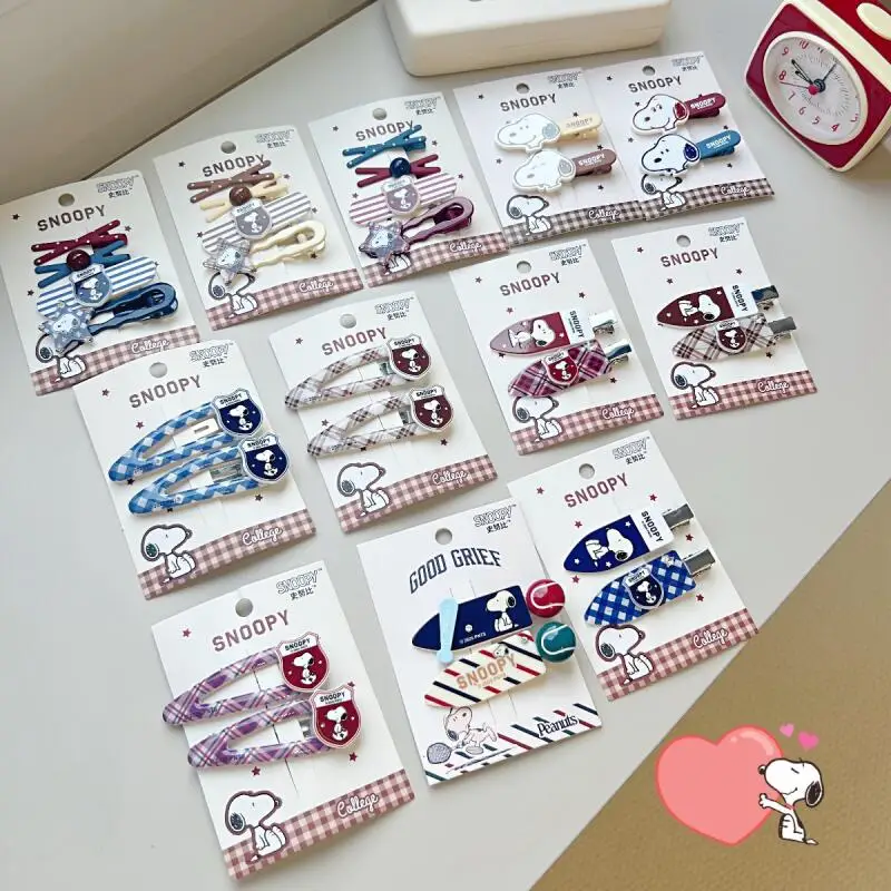 New Snoopy Cartoon Hair Clip Cute Baseball Shattered Hair Clip Kawaii Girls Sports Style Makeup Clip Hair Decoration Gift