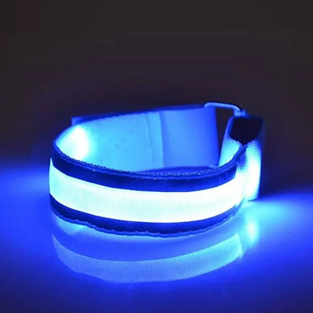 Signal Colors Adjustable Arm Strap LED Luminous Bracelet Night Running Armband Battery Luminous Armband Safety Reflective Belt