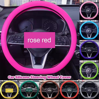 1Pcs Car Universal Silicone Steering Wheel Cover Elastic Glove Cover Texture Soft Multi Color Auto Decoration DIY Accessories