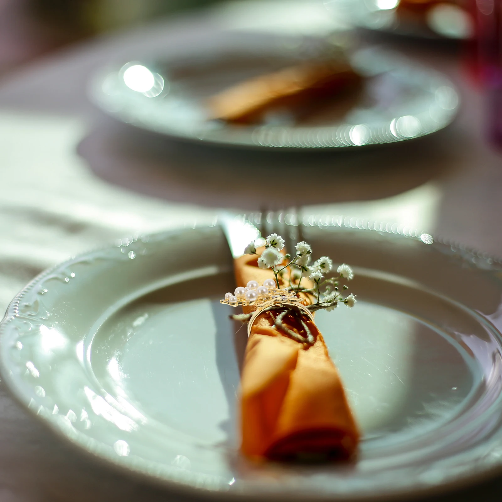 

6pcs Napkin Rings Stainless Steel Deer Pearl Banquet Christmas Table Decorations Wedding Party Accessories Elegant Napkin