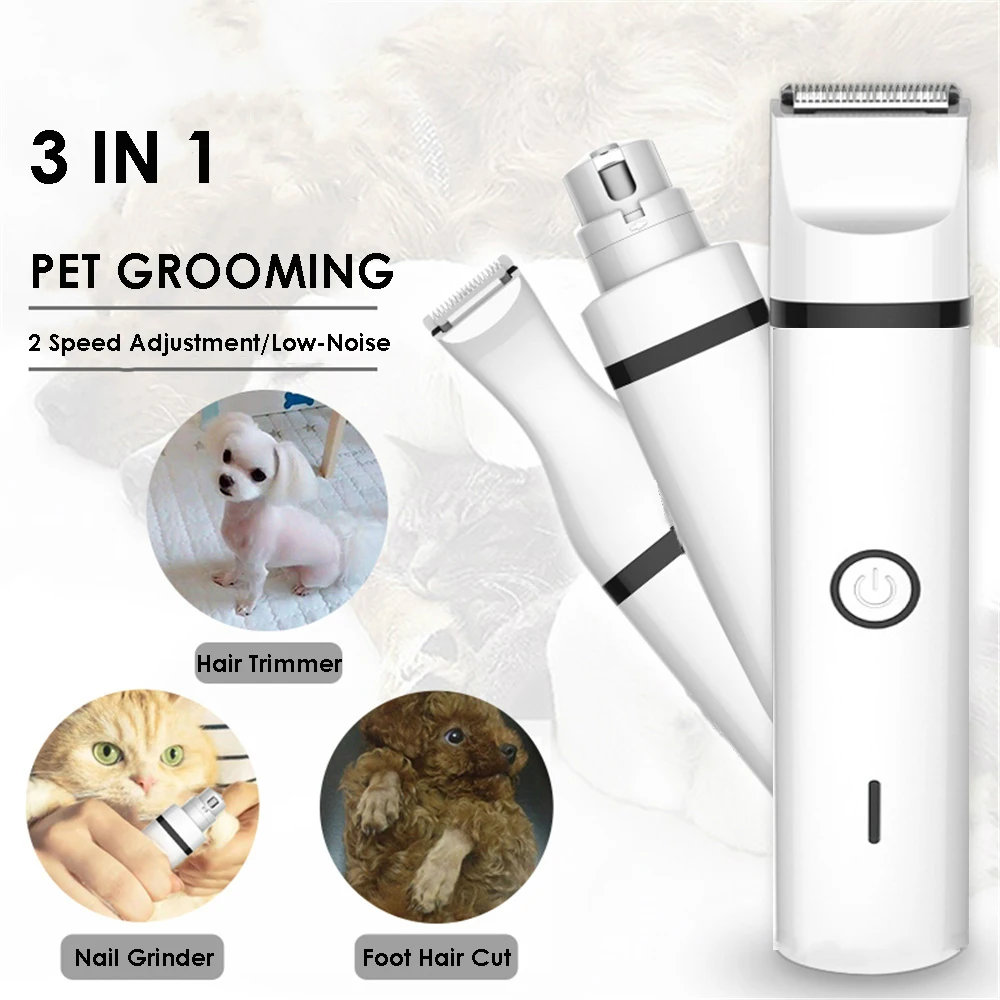 

Pet Grooming Set 4 in 1 Clean Set Electric Clipper Foot Massager Pet Nail Cutter Grinder