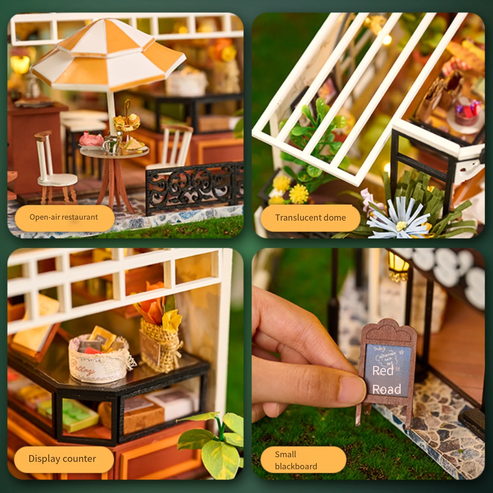 DIY 3D بيت الشاي لغز دوقة نموذج مع أضواء LED الإبداعية اليدوية الجمعية كيت هدية عيد ميلاد عيد الحب لها #2