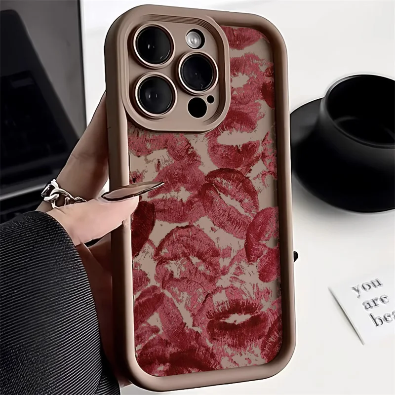 Red Lips Case For iPhone 11 Cases iPhone 13 15 14 Pro Max 12 XR XS 7 8 Plus SE 13pro 15pro 15promax Silicon Soft Fundas Covers