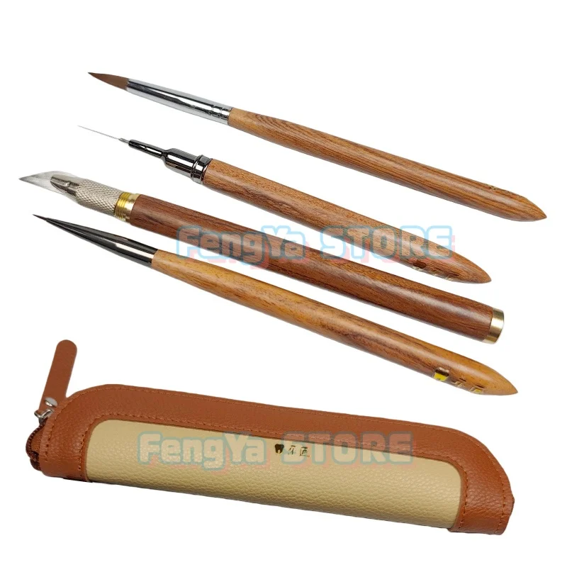 Dental Full Denture Glazing &Porcelain Kit Includes:Porcelain Cutback Knife Glazing Pen Needle Dental Lab Tool 4Pcs/Set
