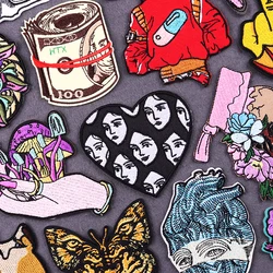 Hip Hop Punk Patch Iron On Embroidered Patches For Clothing Thermoadhesive Patches On Clothes Horror Embroidery Patch Stickers