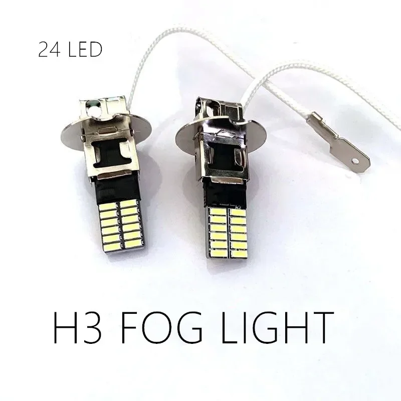 2Pcs H3 LED Headlight Car Fog Light Bulbs  Auto Driving Running Lamps 12000LM 80W 12V 24V