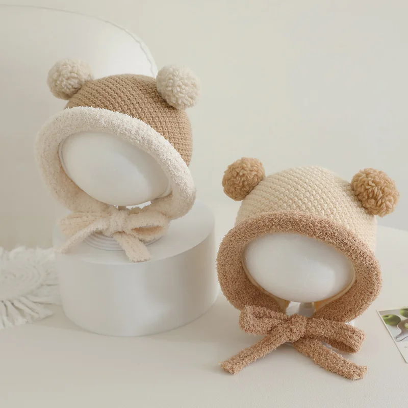 Babymutsje Herfst Winter Verdikte gebreide muts Gehoorbeschermingshoed voor kinderen Leuke warme trui voor jongens en meisjes Winter