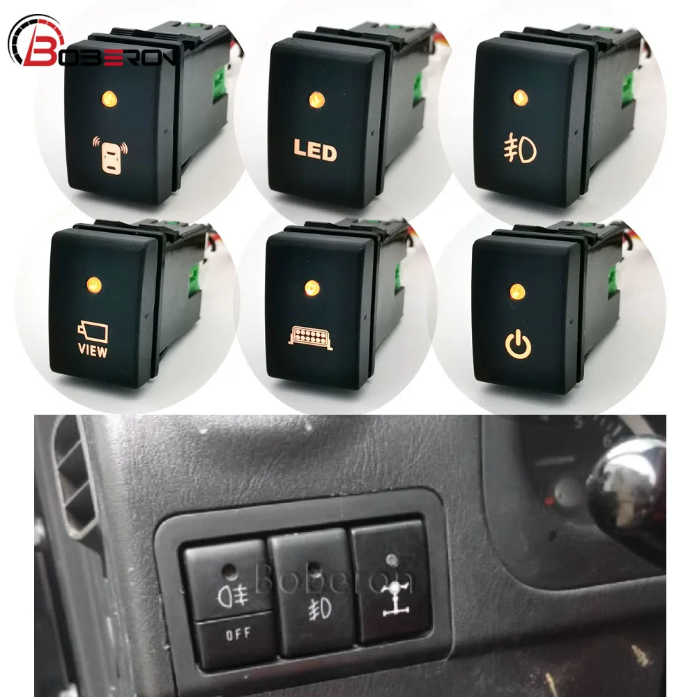 1pc luz laranja carro nevoeiro lâmpada estacionamento radar ligar/desligar botão interruptor com iluminação led para suzuki jimny 2007 - 2015