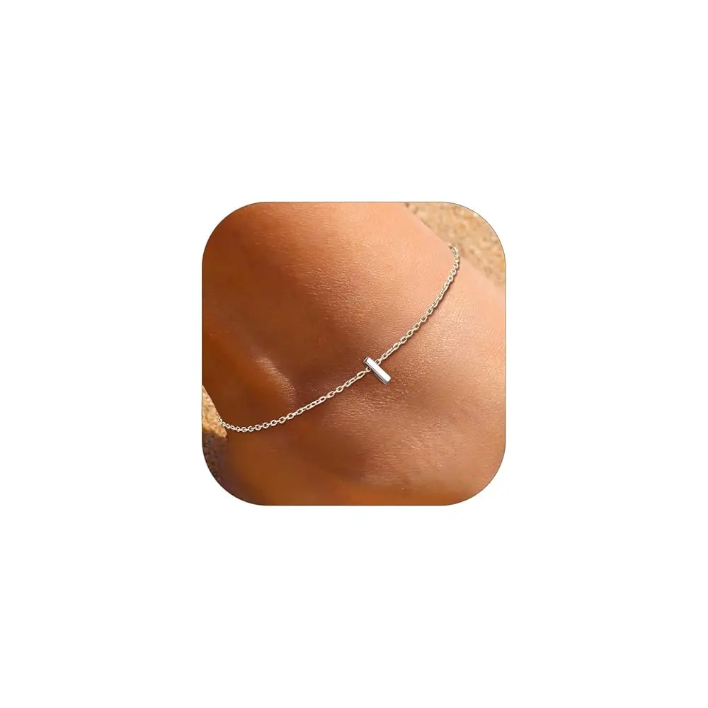 Pulseras de Tobillo con Iniciales de Plata de Ley 925 para Mujer, Pulseras de Tobillo con Letras Iniciales Sencillas y Elegantes, Cadena para el Pie de Playa, Joyería con Alfabeto