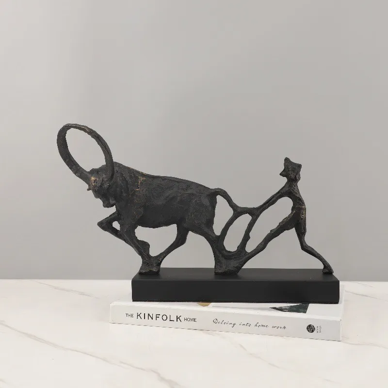 Nordic creative abstract cast iron farmer sculpture ornament porch hotel living room study soft decoration home accessories