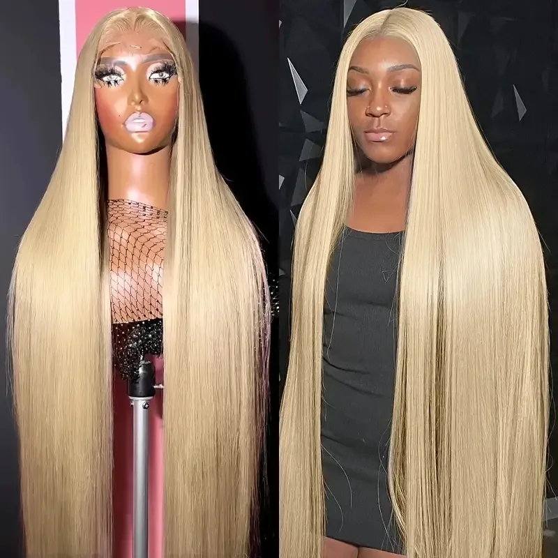 

40 46 inches 13x6 Lace Front Wigs 613 blond straight human hair wig Pre Plucked 613 Blonde Human Hair 200% Density HD lace
