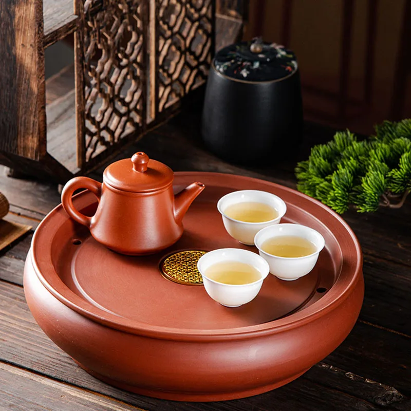 Round Serving Tea Tray Marble Luxury Ceramic Decorative Ceremony Hospitality Tea Tray Valet Drainage Bandejas Home Products
