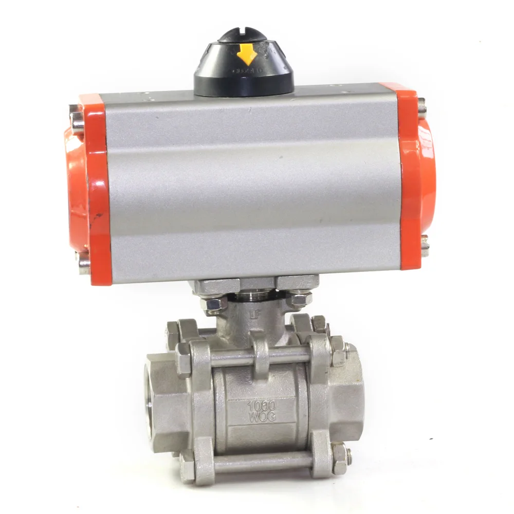 Three Piece Single Action Pneumatic Ball Valve Used for Controlling Valve Opening and Closing in Pipelines