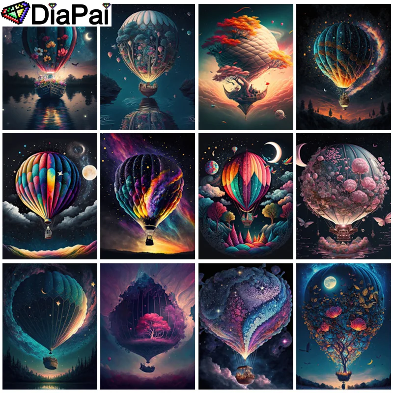 

DIAPAI 5D DIY алмазная живопись "Пейзаж воздушный шар Луна" полная дрель смола Алмазная вышивка крестиком домашний декор