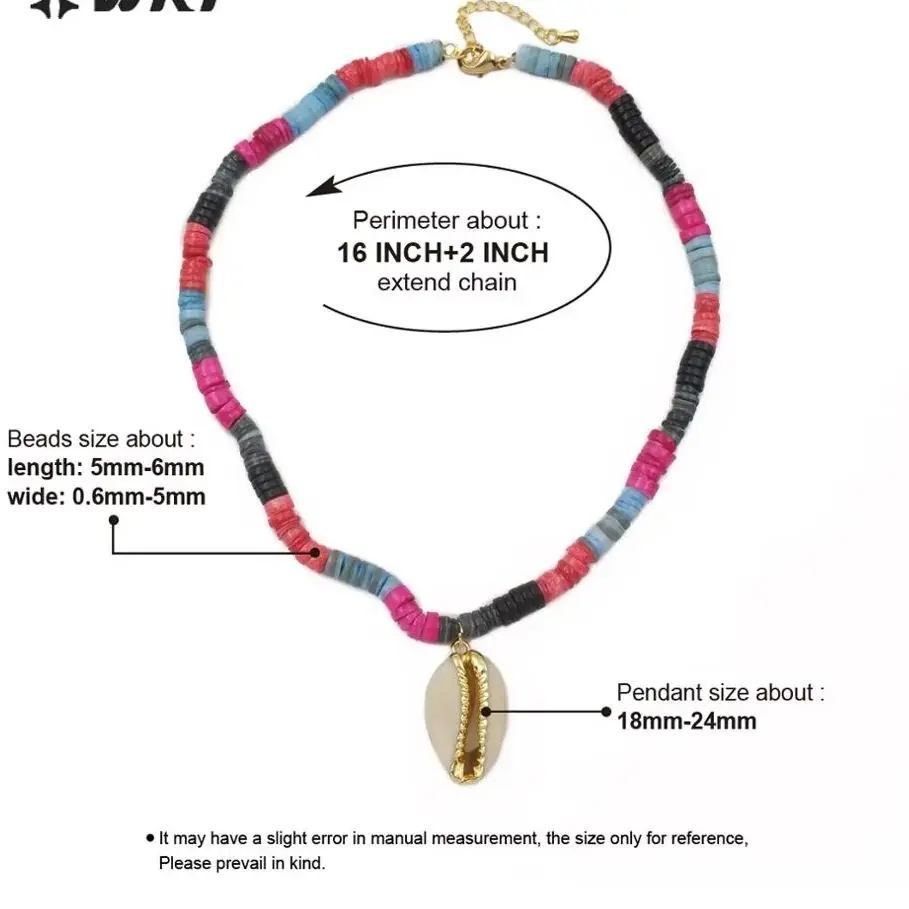 

Ожерелье из ракушек каури WT-N1160 WKT, разноцветное, с бусинами, подвеска из ракушки каури, украшения из морских ракушек