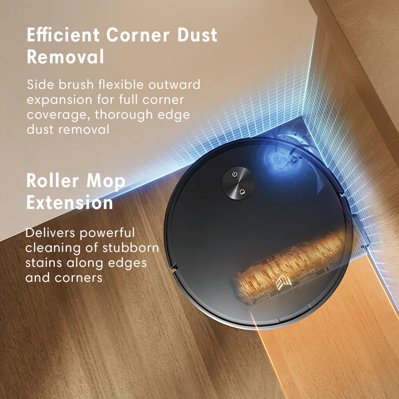 Roller Mop And Side Brush Dual-expansion Hot Fresh Water Wash Robot Vacuum Cleaner With Compact Wash Station