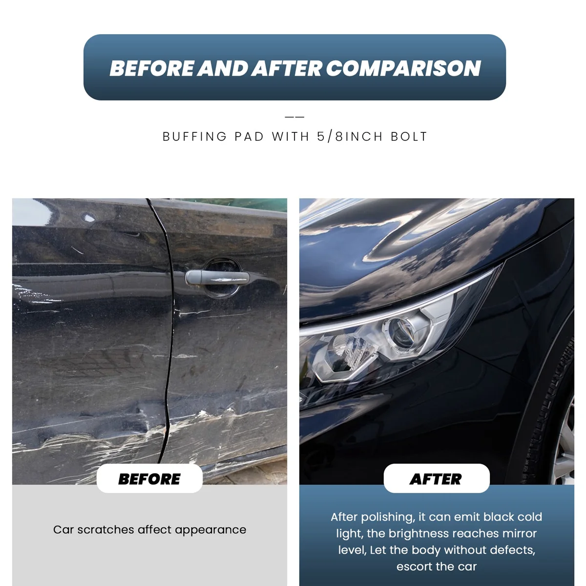 Almofada de polimento de lã dupla face de 7 polegadas com lã de parafuso de 5/8 polegadas (pacote com 1)