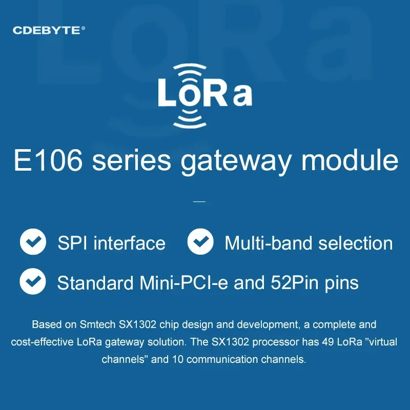sx1302-868-470-433-915mhz-lora-gateway-rf-module-27dbm-pci-e-spi-interface-low-power-consumption-cdebyte-e106-series