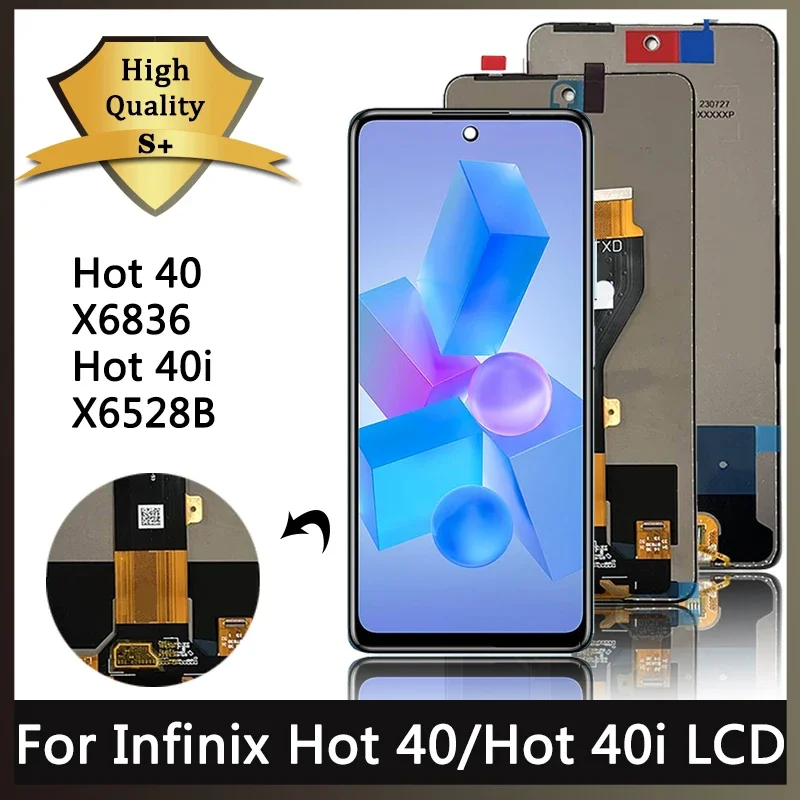 100% Test For Infinix Hot 40 X6836 LCD Display Screen Touch Panel Digitizer For Infinix Hot 40i X6528B Display Replacement