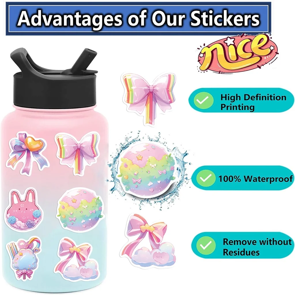 50PCS Cartoon Candy Small Items Waterproof Graffiti Stickers For Hand Account Pencil Case Decals BulingBulingStickers Store view 6