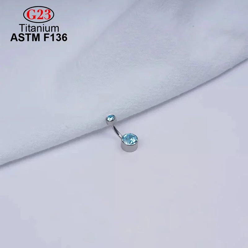 Eternal Metal ASTM F136 Titanium Internally Threaded Top Round Bezel Set CZ Belly Button Ring Body Jewelry