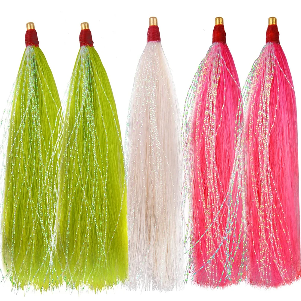 Bucktail Teaser Jig Fishing Lures Rig Teaser Lure For Saltwater Fishing Accessories Tackle Green/Pink/Beige Colors