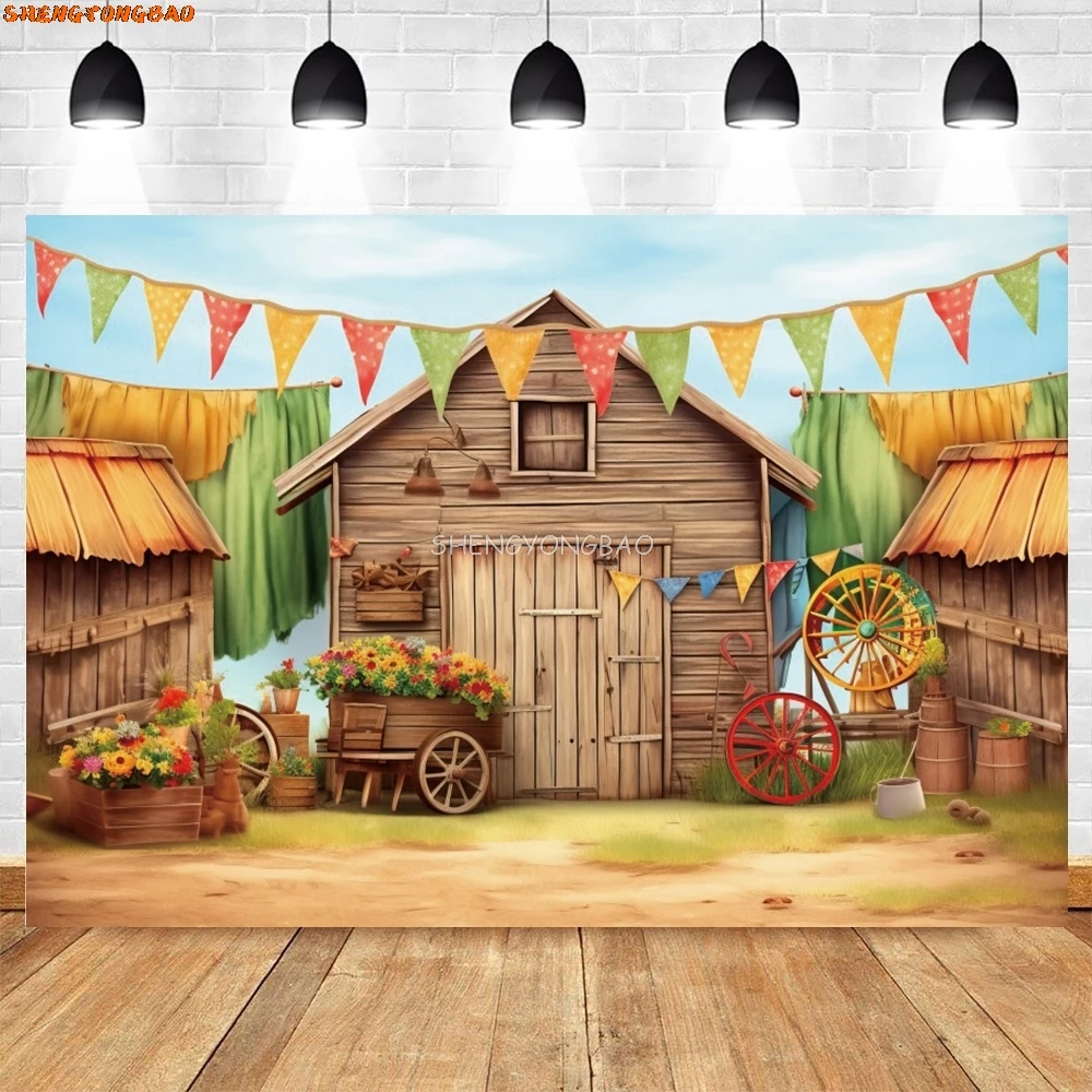 Farm Animal Calf Theme Backdrop Kids 1st Birthday Baby Shower Decor Lamb Photograph Background Children's Day Props CJ-06