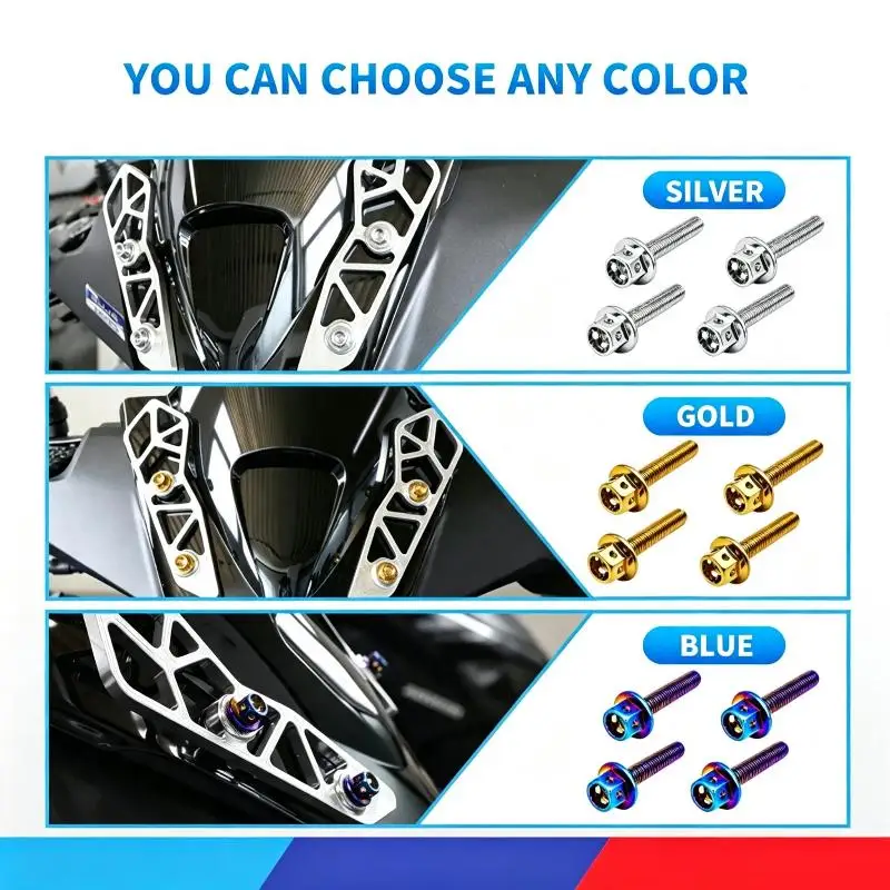 4PCS/SET Full CNC Stainless M5X25mm Visor Bolts For NMAX / PCX / AEROX / ADV Flower Design