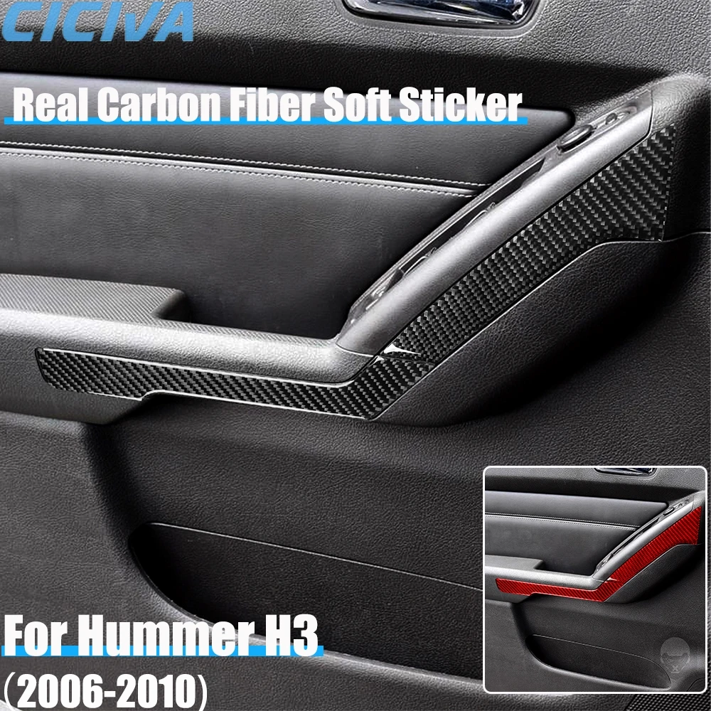 

Автомобильные аксессуары из настоящего углеродного волокна, дверной подлокотник, декоративная накладка, мягкая наклейка для Hummer H3 2006 2007 2008 2009 2010