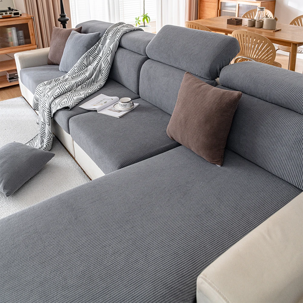 Gestreepte jacquard stof bankhoes woonkamer elastische luxe bank zitkussen geval woondecoratie stofdicht antislip productor