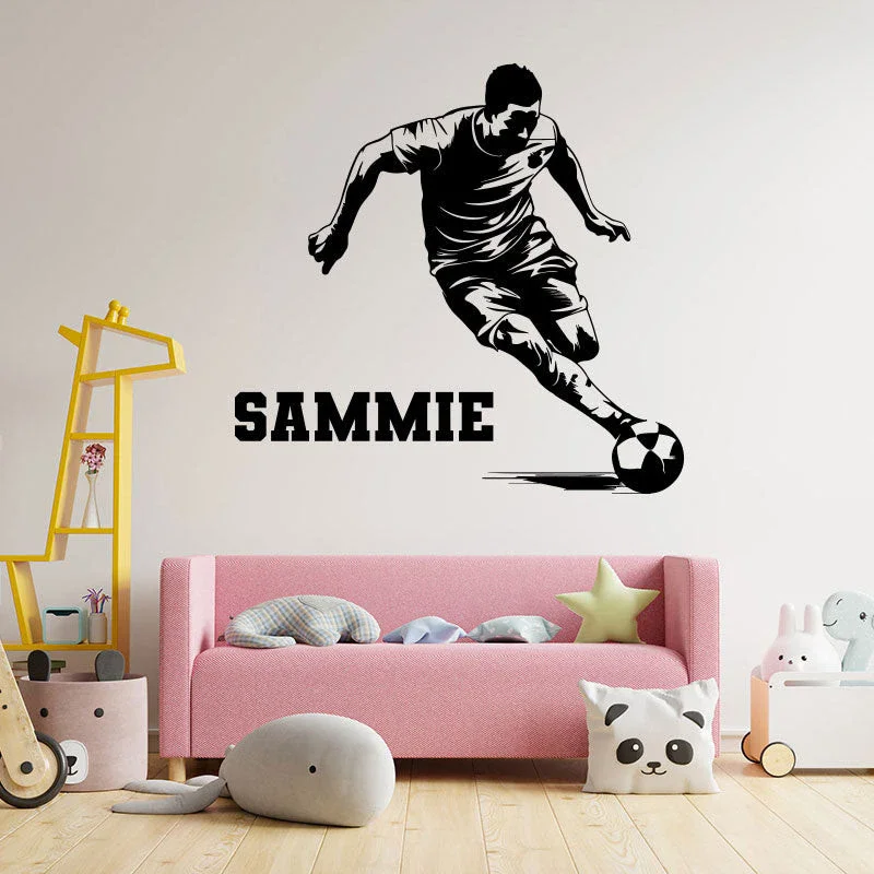 

Personalised Football Player self-adhesive removable Wall Sticker Art Decal Mural Decor