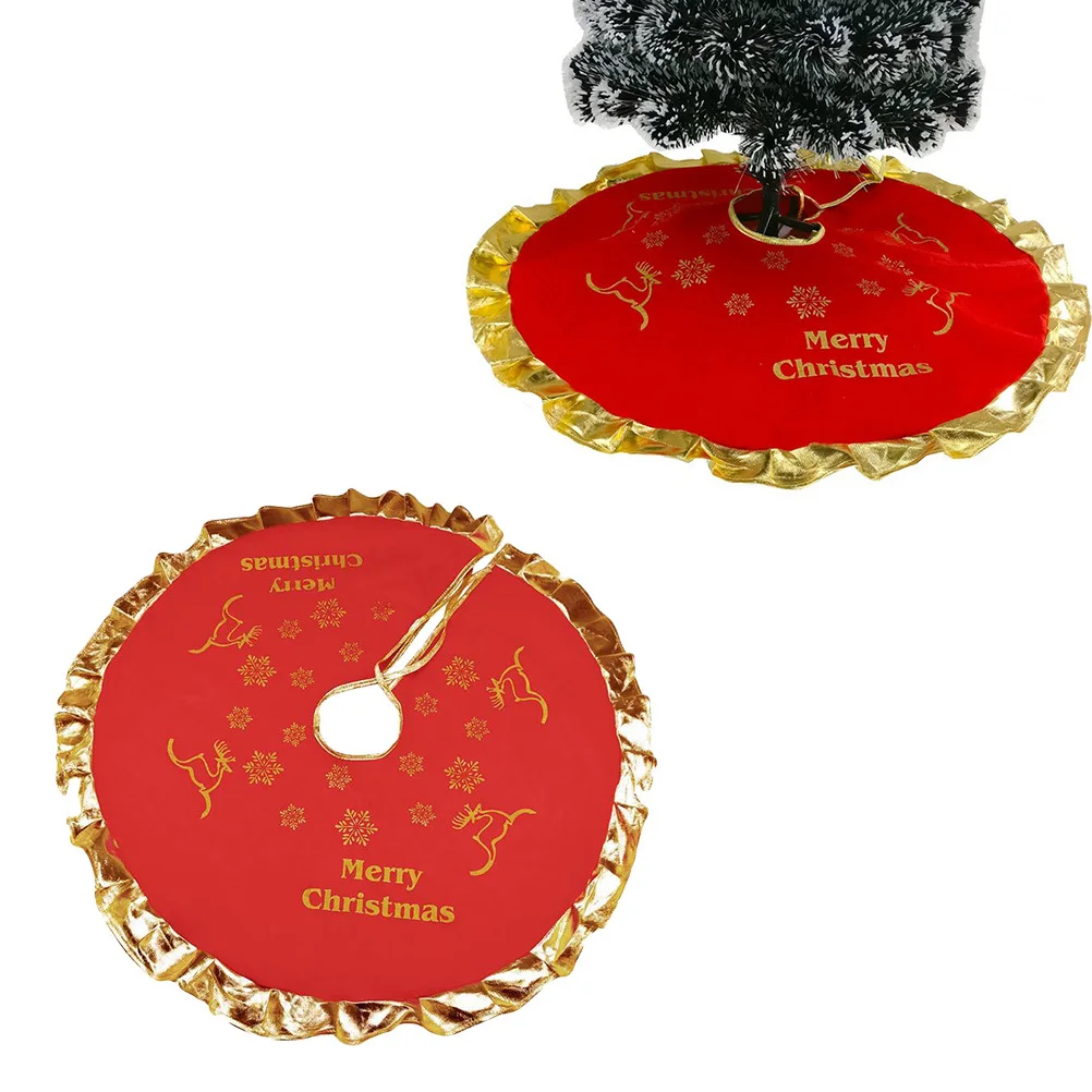 

90Cm Felt Christmas Tree Skirt Bear Theme Decorative Mat for Holiday Fireplace Display Xmas Tree Base Cover Accessory