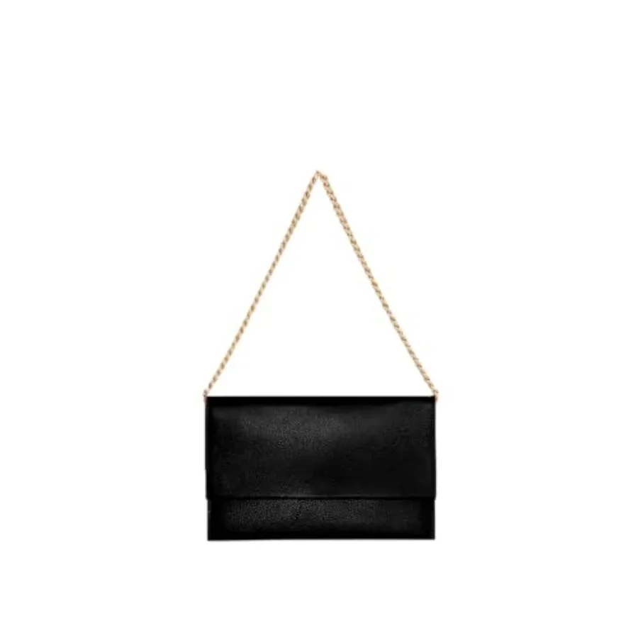 

Women's Lou Clutch for everyday use, premium vegan leather in classic black, lightweight and structured with secure magnetic cl