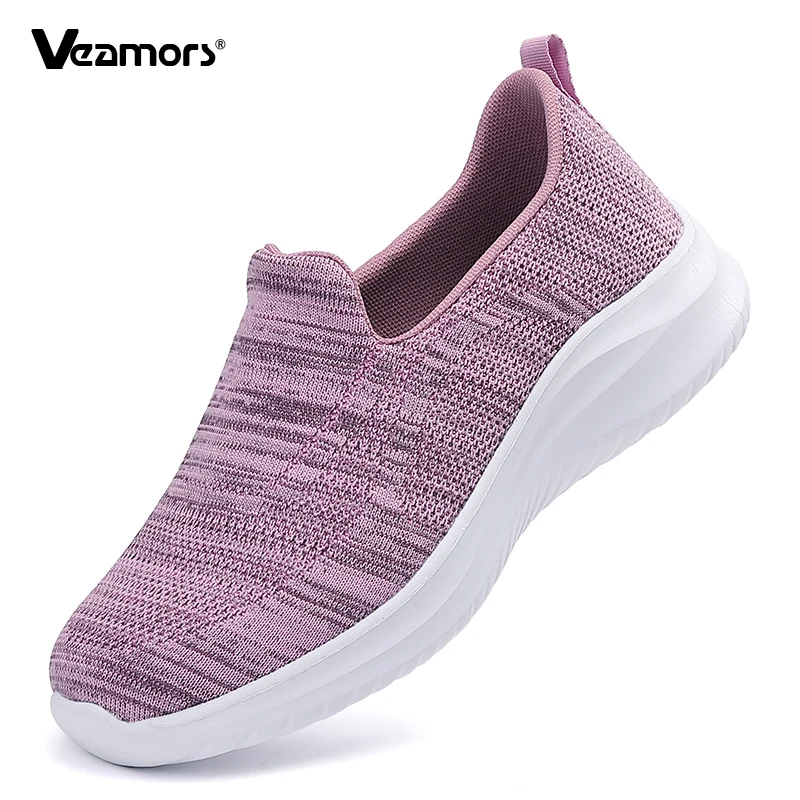 

Women Light Breathable Walking Shoes Ladies Knitted Mesh Running Casual Sneakers Soft Sole Slip-on Loafers for Traveling Working