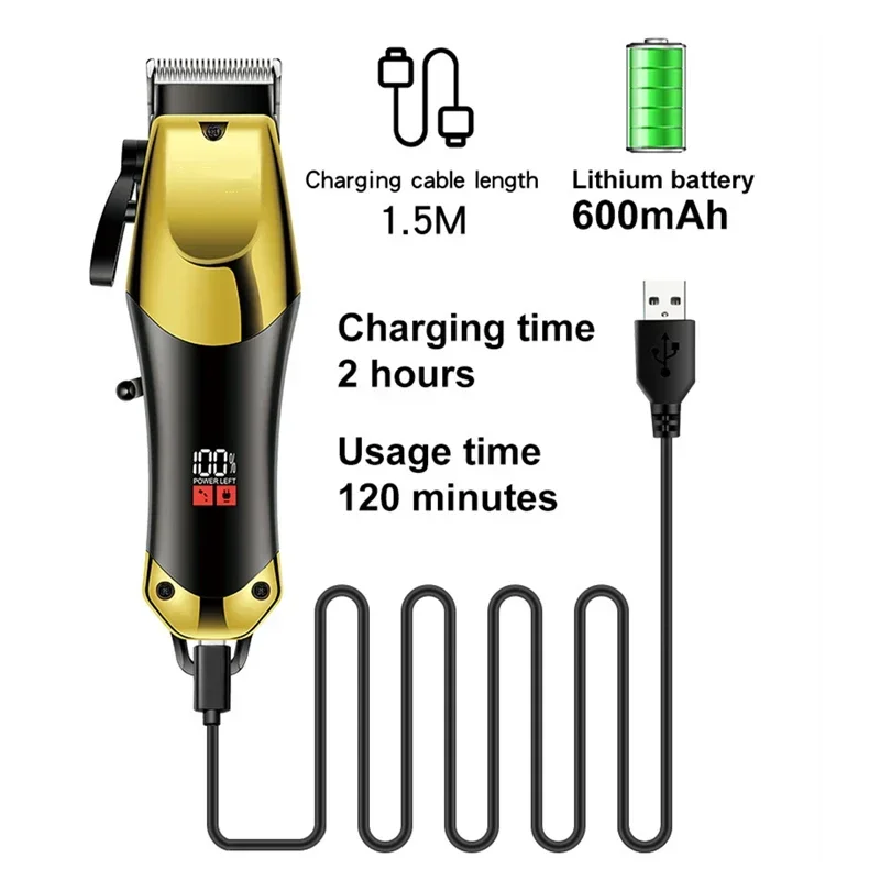 USB Rechargeable Men's Hair Clipper 3-pcs Oil Head and Electric Trimmer Suitable for Home Use Shaved Hair Salon Boyfriend Gifts