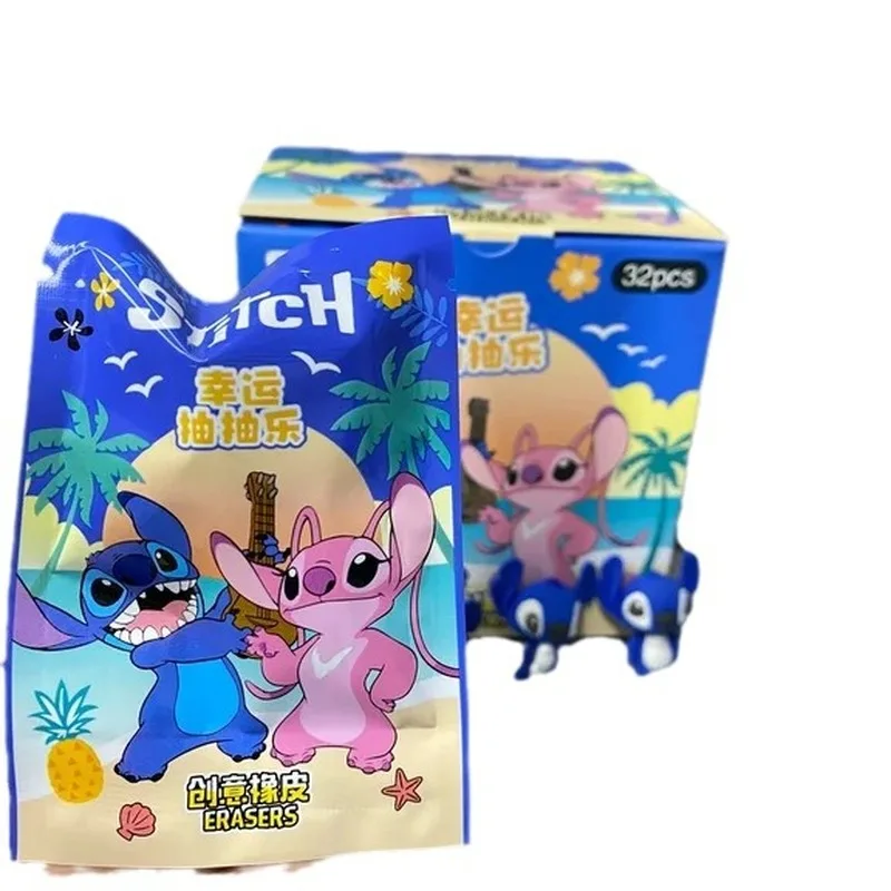 Disney Stitch Eraser 8/32pcs  Kawaii Student Stationery  Cartoon 3d Blind Bag Pencil Eraser Cleaning Tools Cute School Gifts