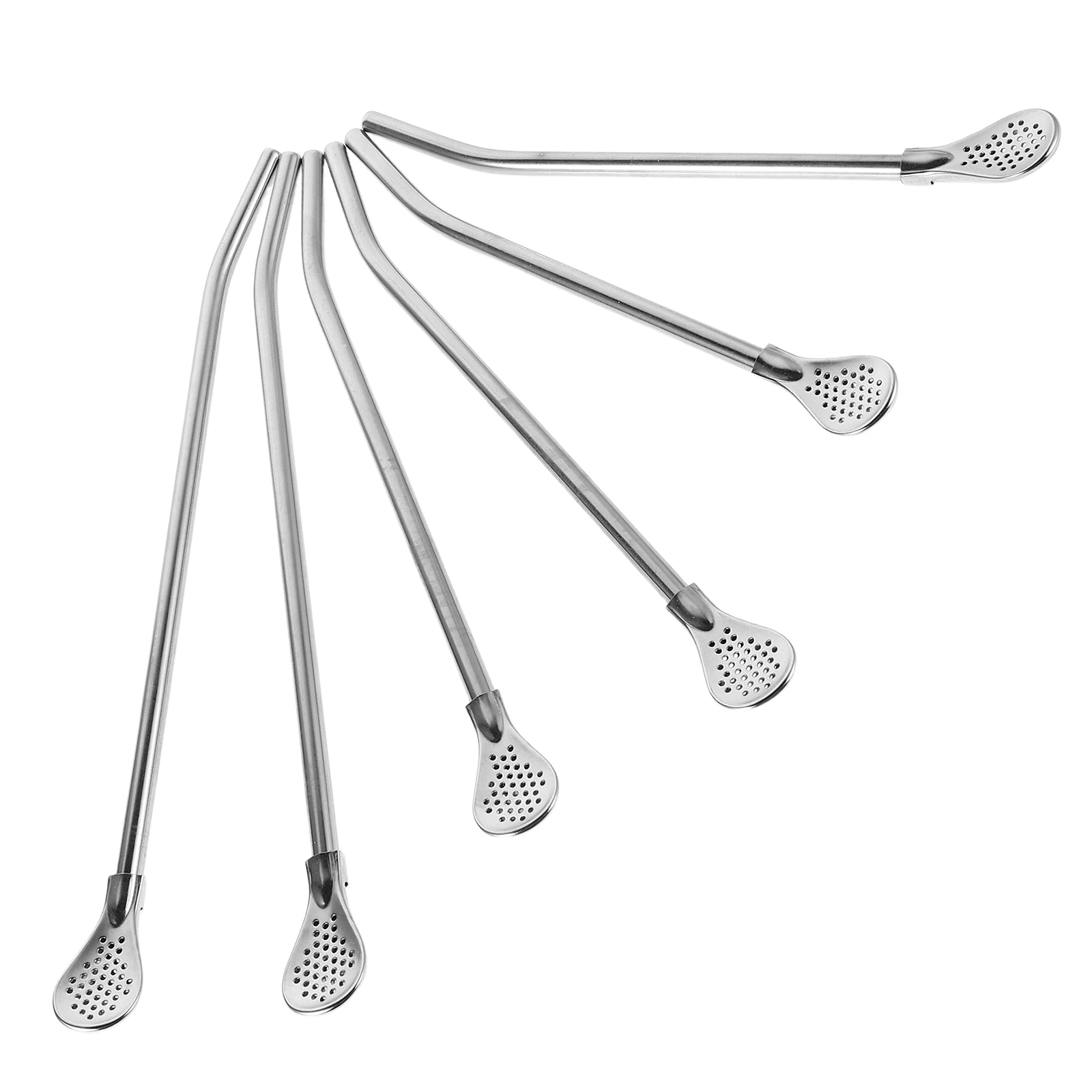 

6 Pcs Stainless Steel Straw Strainer Filter Spoon for Loose Leaf Tea Coffee Milk Tea Outdoor Travel Office Use