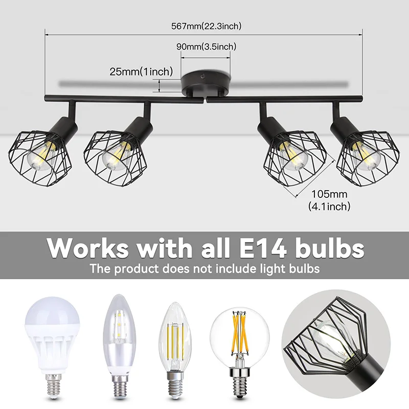 Metal Chandelier LED Ceiling Pendant Lamp With E14/E27 Adjustable Angle Indoor Lighting for Home Decor Iron Frame Ceiling Light