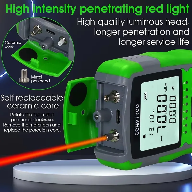 

Rechargeable AUA-MC70 Optical Power Meter Visual Fault Locator Network Testing Tool LED Light FTTH 4 In 1 Fiber Optic Tester