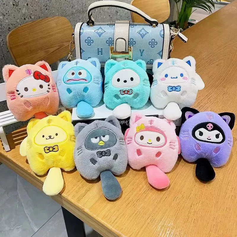 

MINISO Sanrio Plush Keychain Kuromi Hello Kitty MyMelody Cartoon Anime Plush Character Backpack Decoration Toys Pendant Dolls