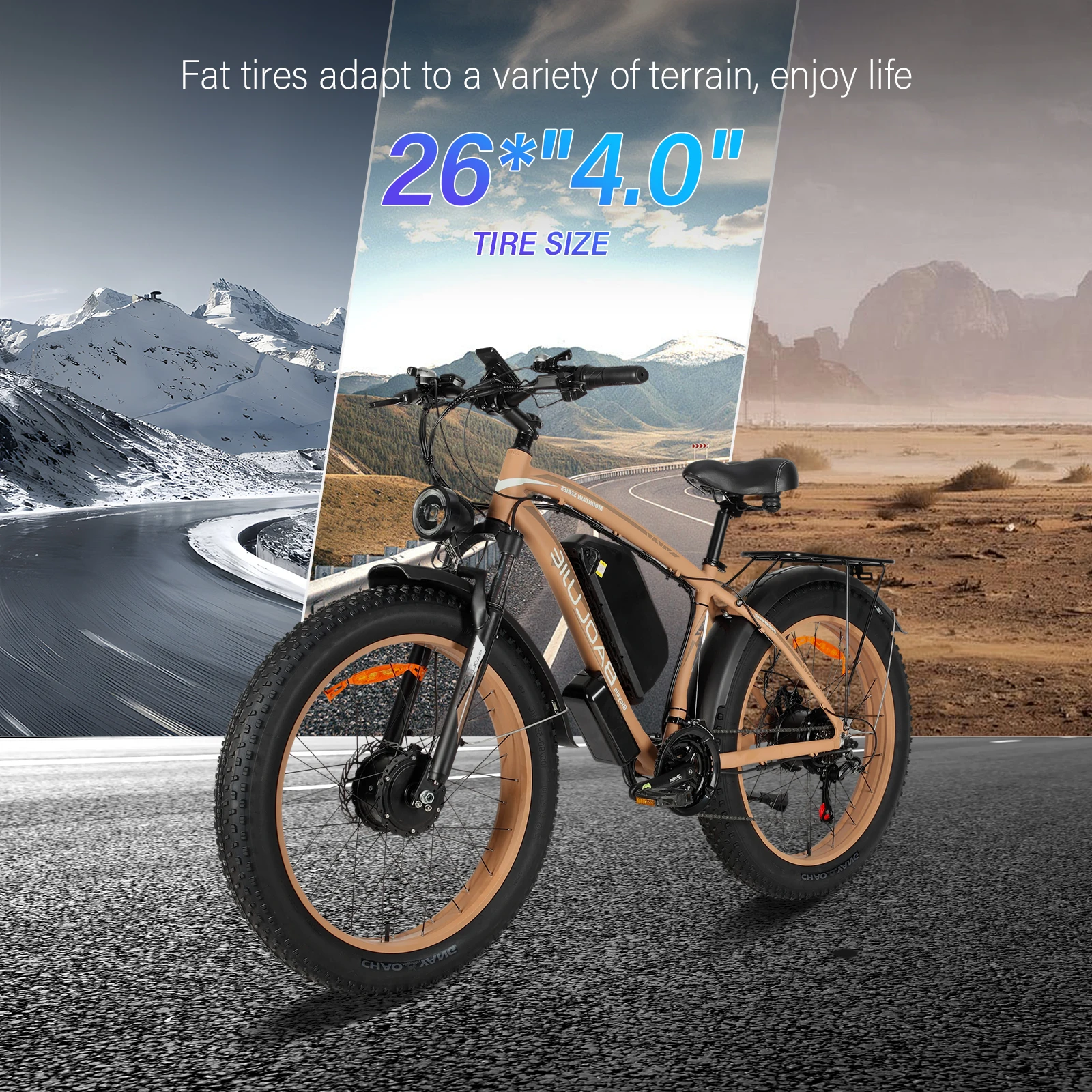 

Baolujie DP-2602 Electric Bicycle for Adults, Off-Road Electric Bike, 1500W Motor, 48V 23AH Battery, Top Speed 28 mph, 26-Inch T