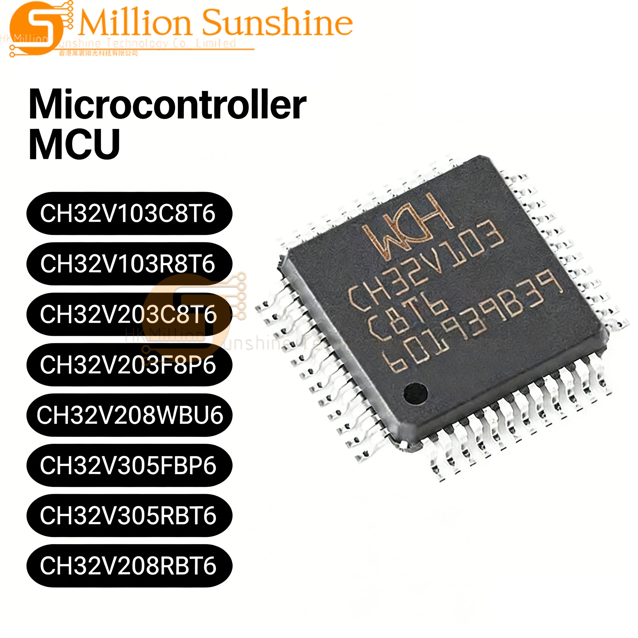 5pcs CH32V103C8T6 CH32V103R8T6 CH32V203C8T6 CH32V203F8P6 CH32V208WBU6 CH32V305FBP6 CH32V305RBT6 32-bit Microcontroller MCU