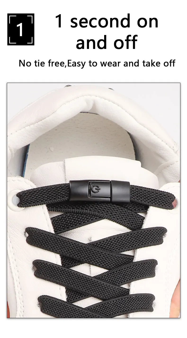 Bunte Press Lock No Tie Schnürsenkel, elastische Schnürsenkel für Sneakers, Sport, elastische Schnürsenkel ohne Schnürsenkel, Einheitsgröße, passend für alle Erwachsene und Kinder – Detail 3