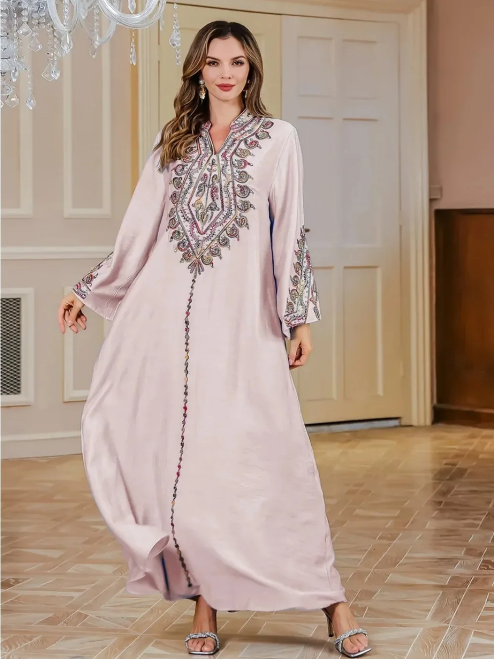 Morocco Kaftan Turkish Party Dresses Muslim Women Vestidos Jalabiya Embroidery Eid Ramadan Dubai Abayas Islam Arab Long Robe